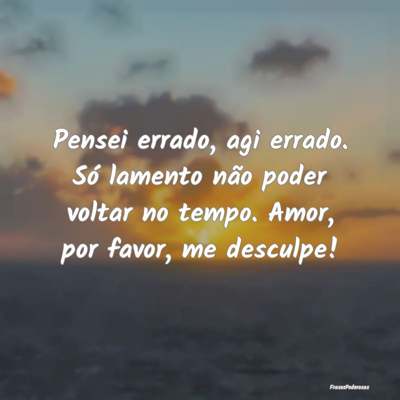 Pensei errado, agi errado. Só lamento não poder ... Pensei errado, agi errado. Só lamento não poder ...
