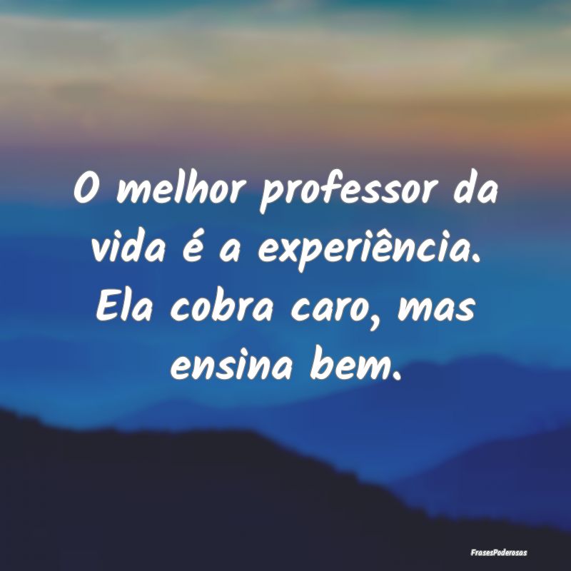 O melhor professor da vida é a experiência. Ela ...