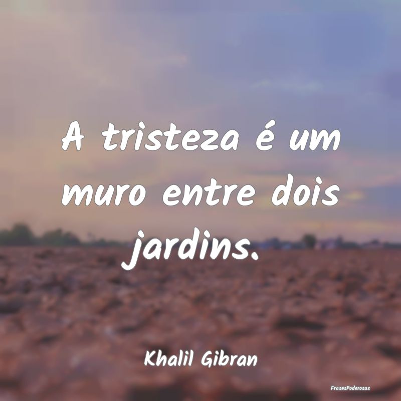 A tristeza é um muro entre dois jardins....