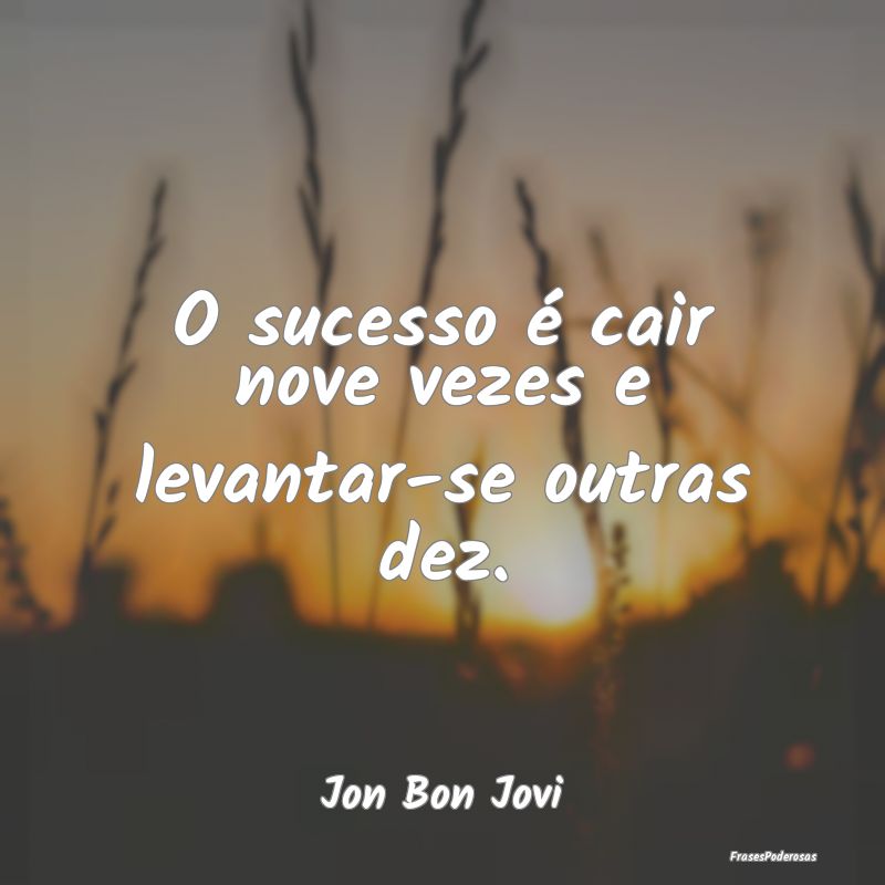 O sucesso é cair nove vezes e levantar-se outras ...