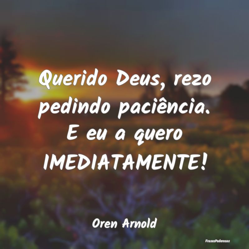 Querido Deus, rezo pedindo paciência. E eu a quer...