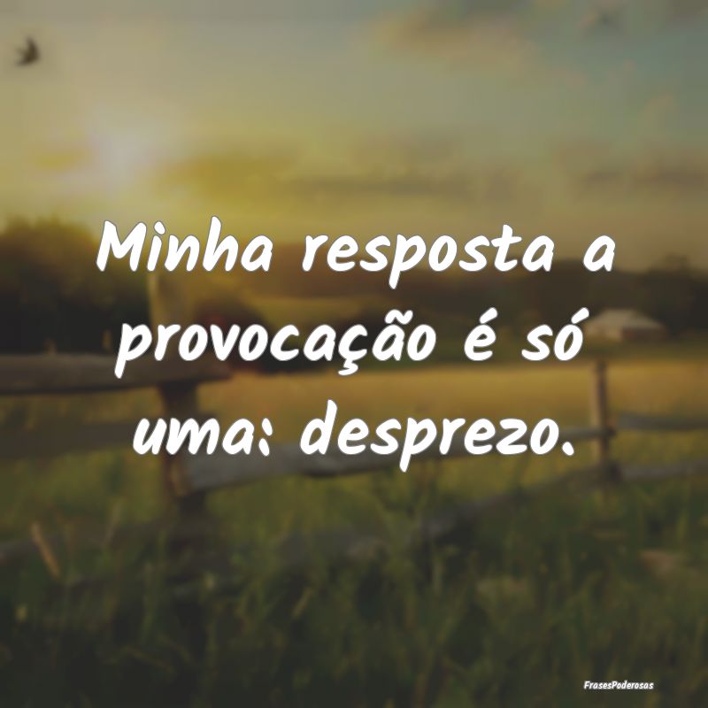 Minha resposta a provocação é só uma: desprezo...