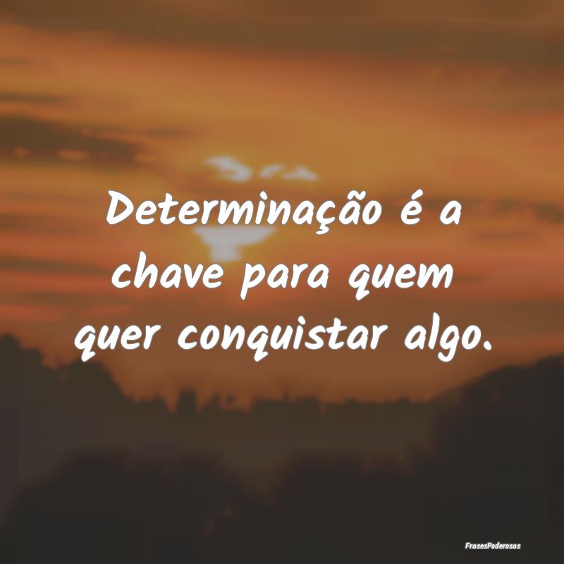 Determinação é a chave para quem quer conquista...