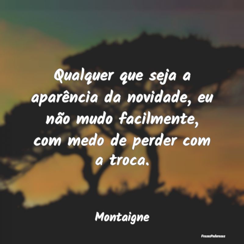 Qualquer que seja a aparência da novidade, eu nã...