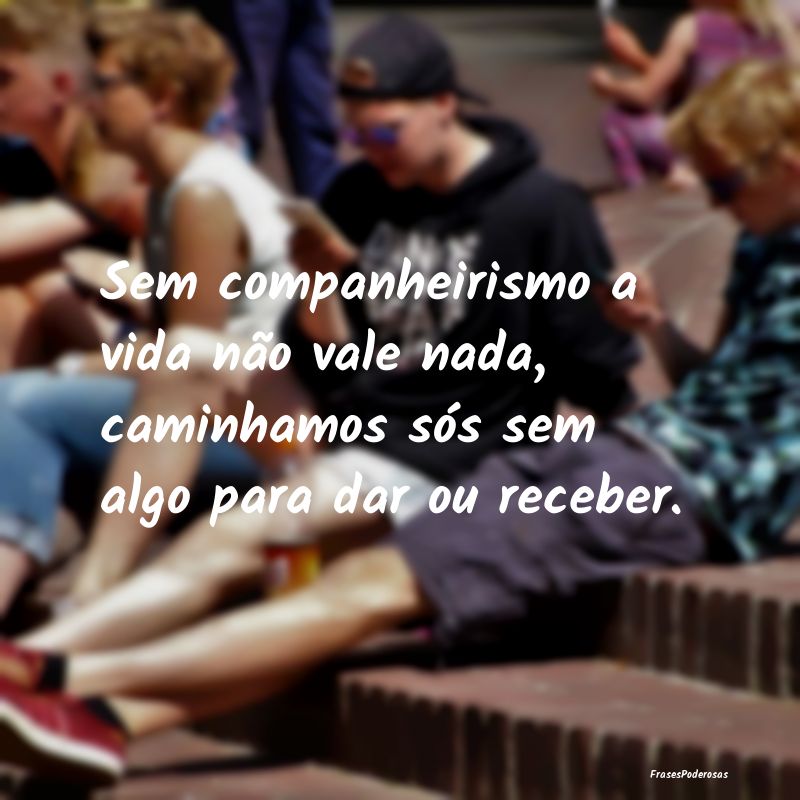 Sem companheirismo a vida não vale nada, caminham...