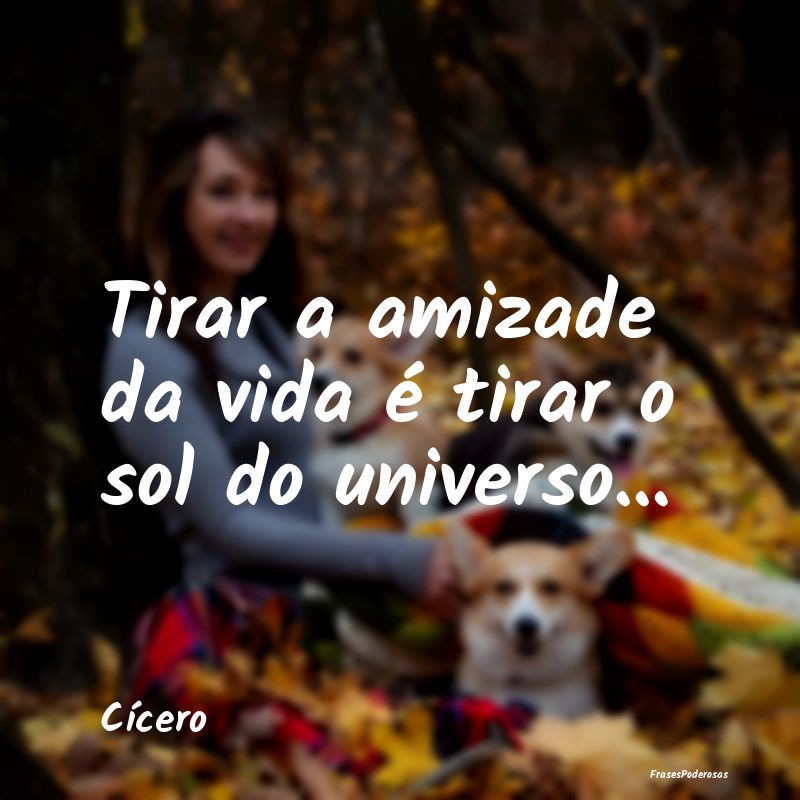 Tirar a amizade da vida é tirar o sol do universo...
