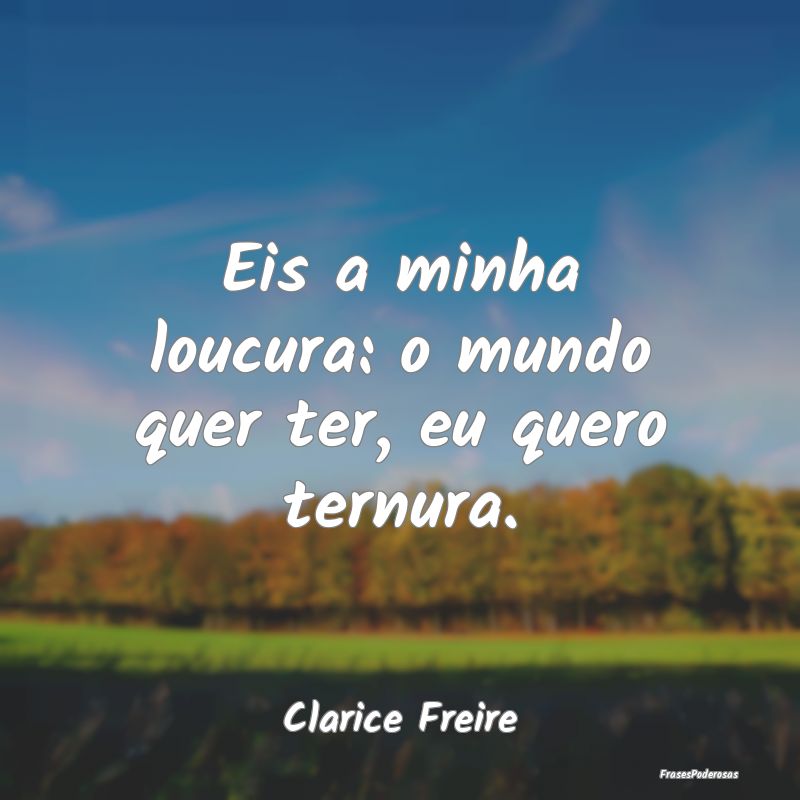 Eis a minha loucura: o mundo quer ter, eu quero te...
