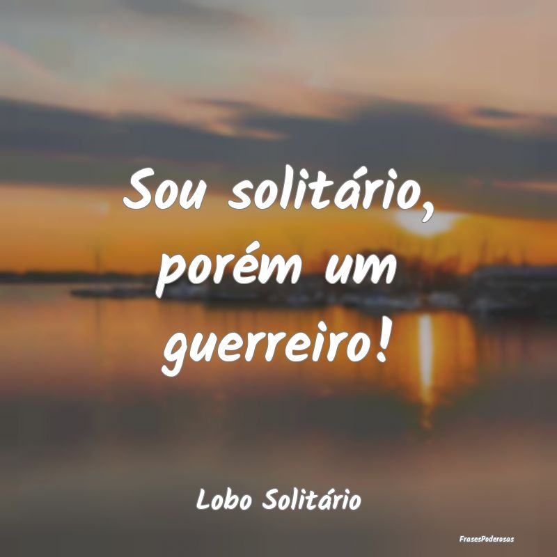 Sou solitário, porém um guerreiro!...