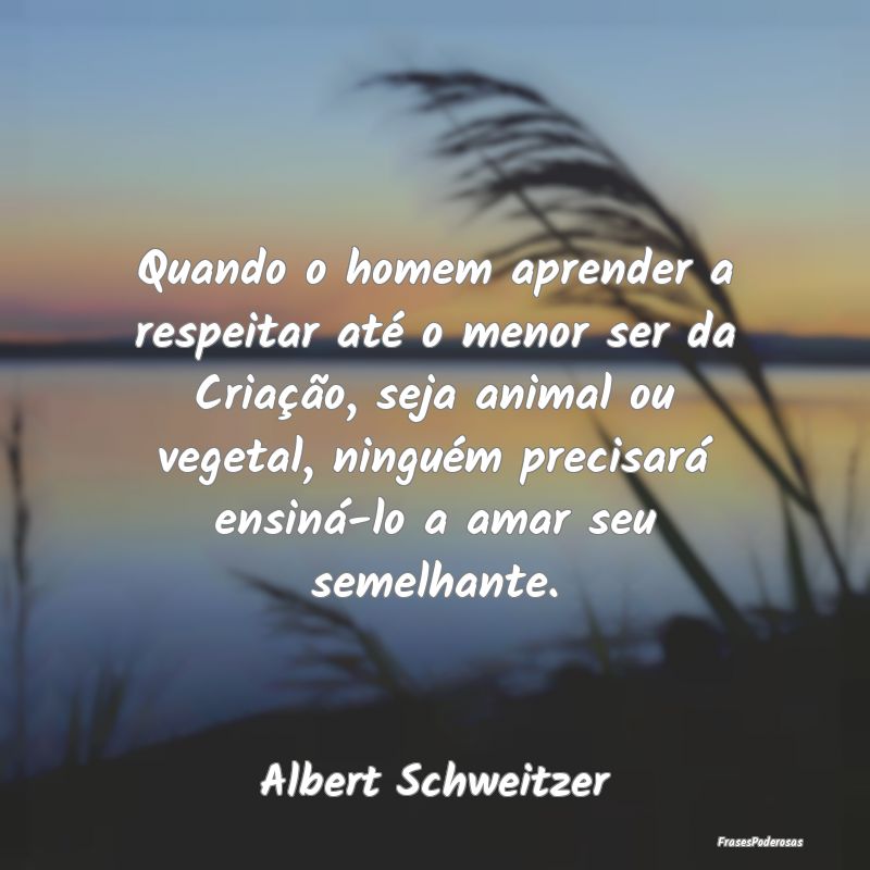 Quando o homem aprender a respeitar até o menor s... Quando o homem aprender a respeitar até o menor s...