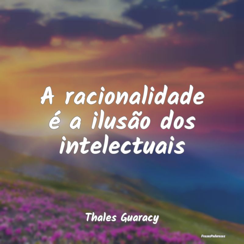 A racionalidade é a ilusão dos intelectuais...
