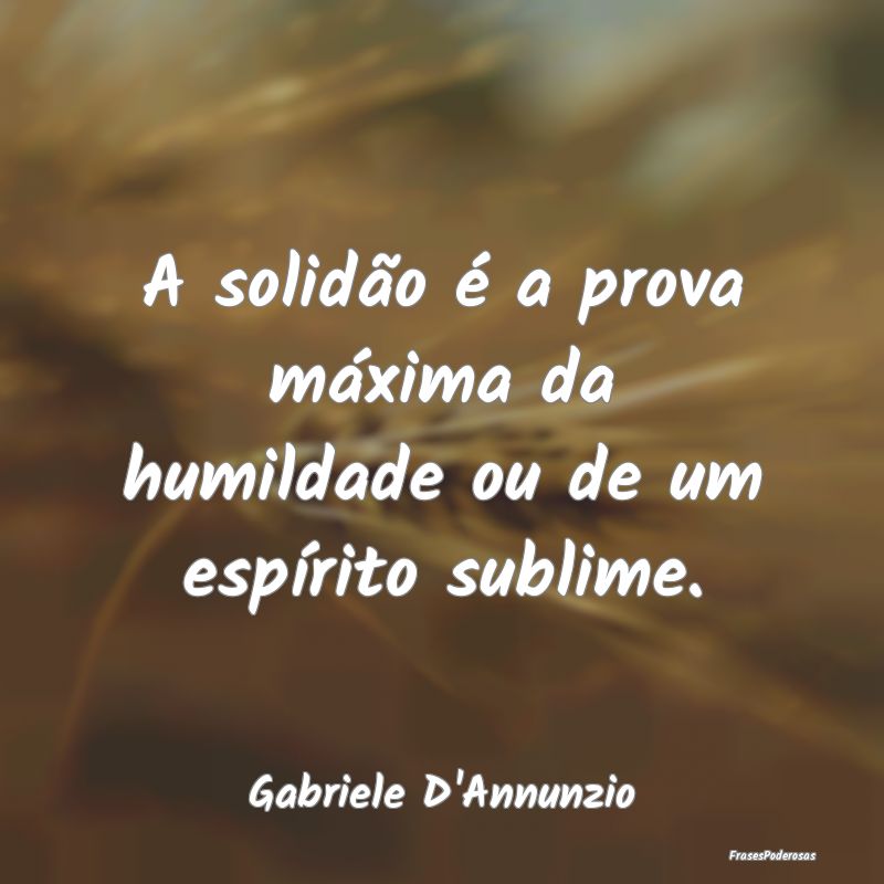 A solidão é a prova máxima da humildade ou de u...