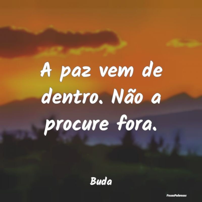 A paz vem de dentro. Não a procure fora....