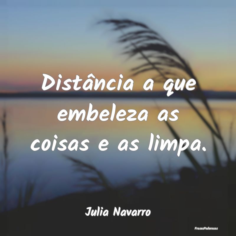 Distância a que embeleza as coisas e as limpa....