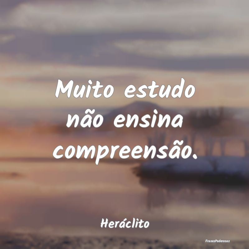 Muito estudo não ensina compreensão....