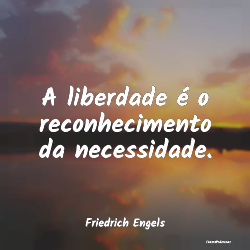 A liberdade é o reconhecimento da necessidade....