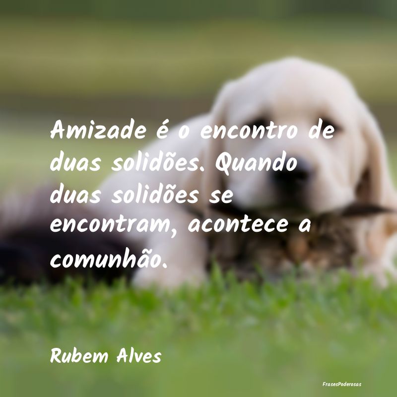Amizade é o encontro de duas solidões. Quando du... Amizade é o encontro de duas solidões. Quando du...