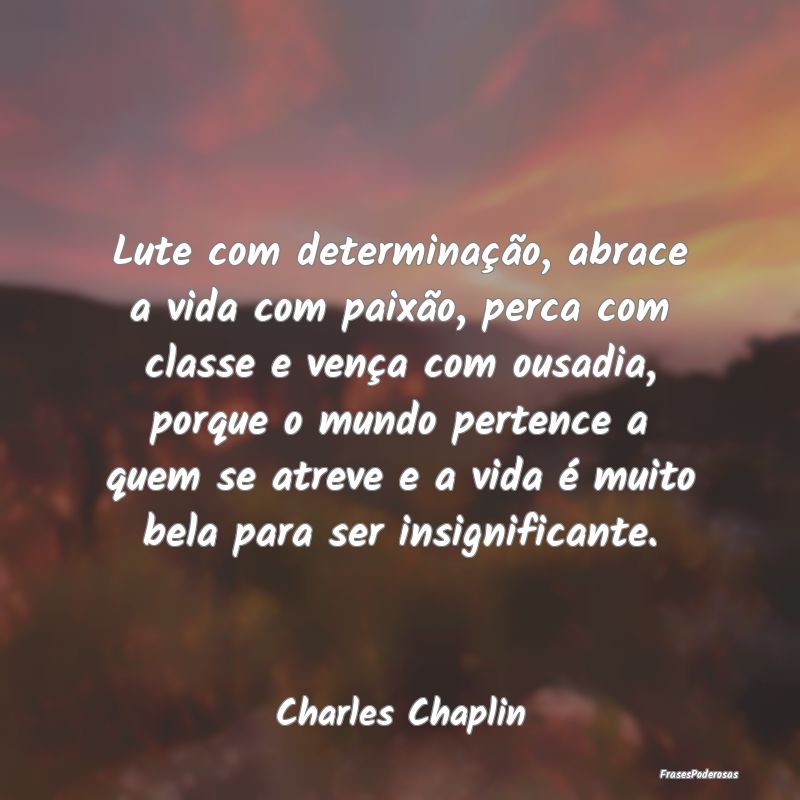Lute com determinação, abrace a vida com paixão... Lute com determinação, abrace a vida com paixão...