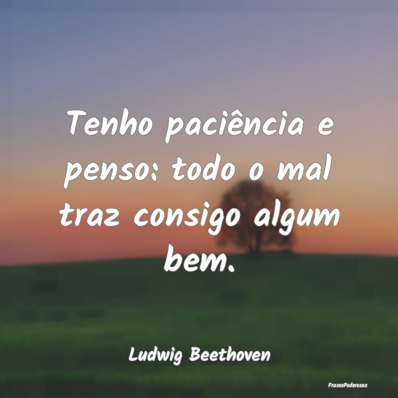 Tenho paciência e penso: todo o mal traz consigo ...