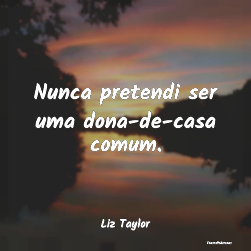 Nunca pretendi ser uma dona-de-casa comum....