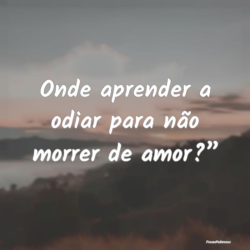 Onde aprender a odiar para não morrer de amor?”...