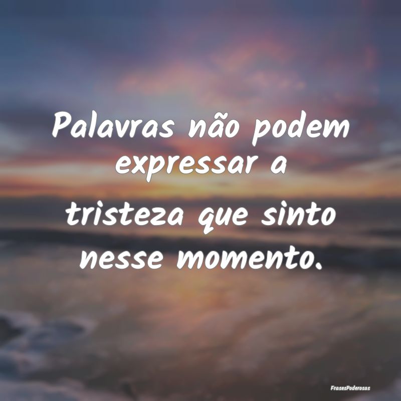 Palavras não podem expressar a tristeza que sinto...