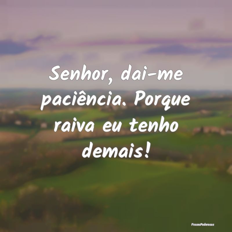 Senhor, dai-me paciência. Porque raiva eu tenho d...