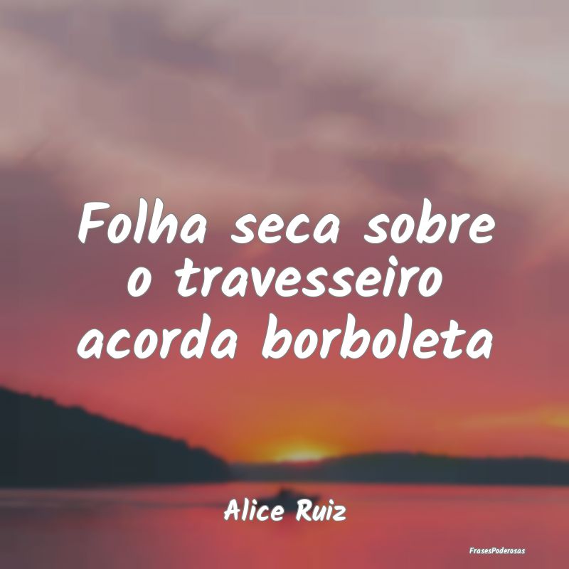 Folha seca sobre o travesseiro acorda borboleta...