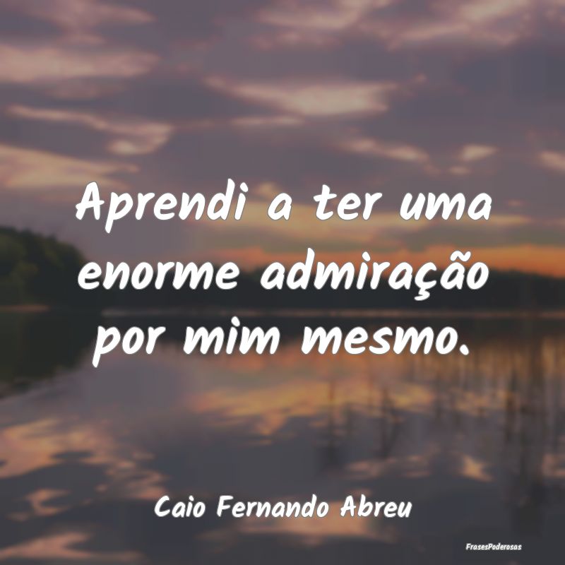 Aprendi a ter uma enorme admiração por mim mesmo...