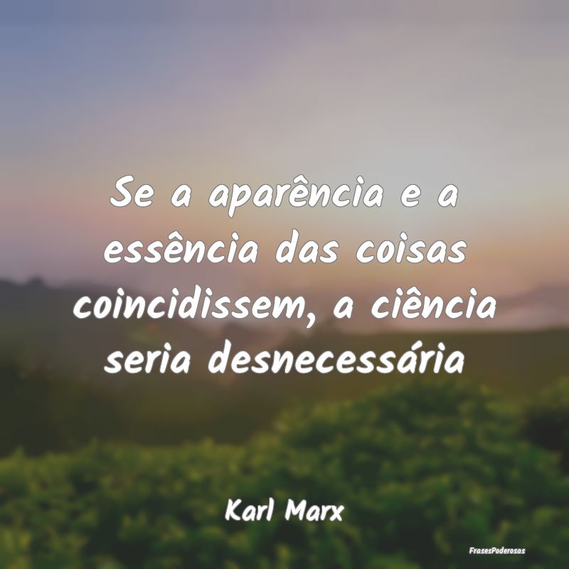 Se a aparência e a essência das coisas coincidis...