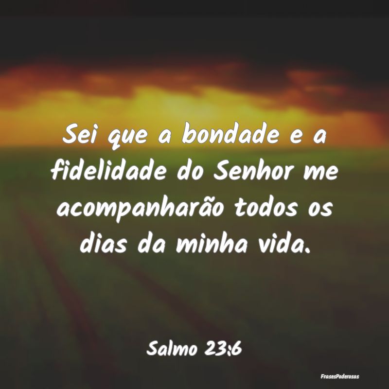 Sei que a bondade e a fidelidade do Senhor me acom...