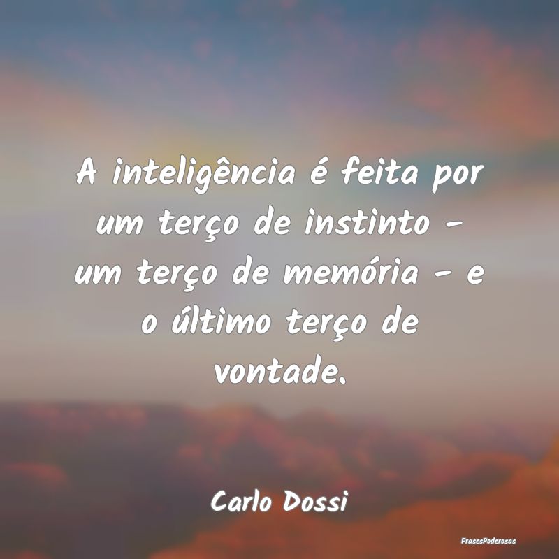 A inteligência é feita por um terço de instinto... A inteligência é feita por um terço de instinto...