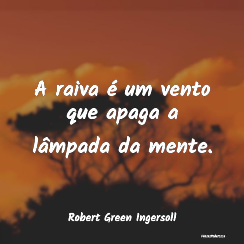 A raiva é um vento que apaga a lâmpada da mente....