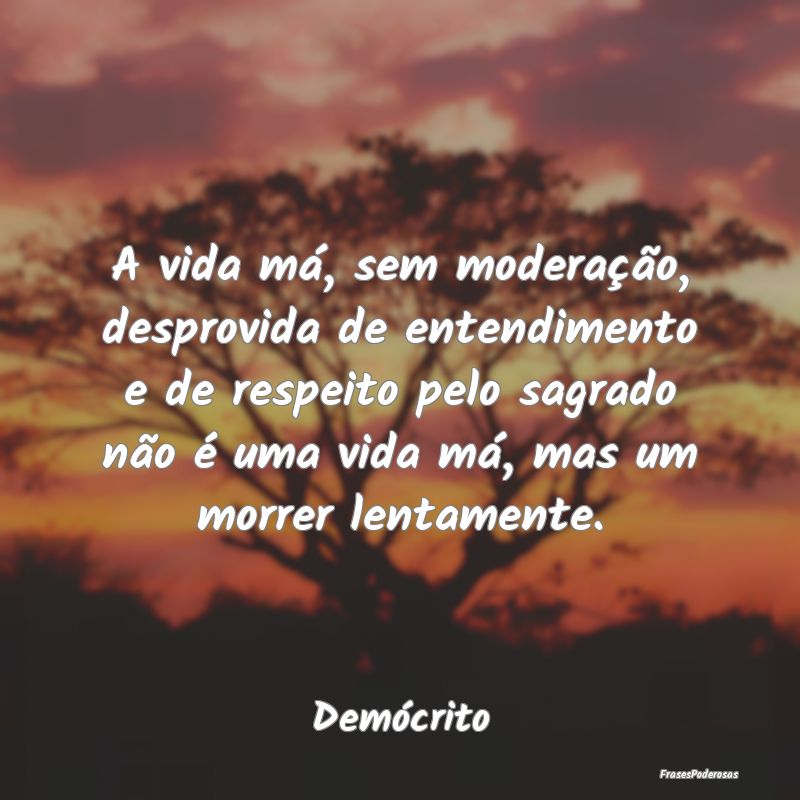 A vida má, sem moderação, desprovida de entendi... A vida má, sem moderação, desprovida de entendi...