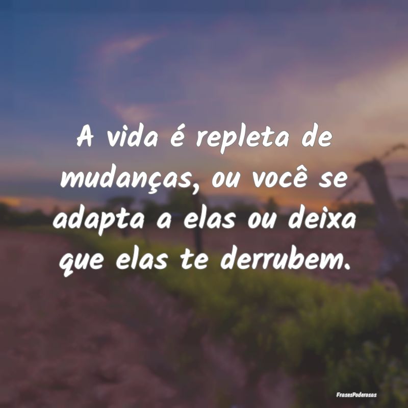 A vida é repleta de mudanças, ou você se adapta...