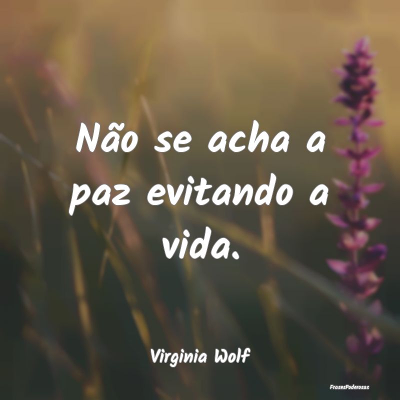 Não se acha a paz evitando a vida....
