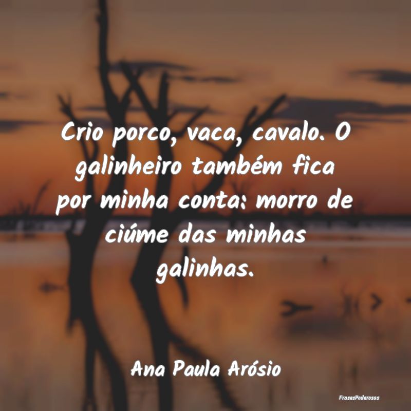 Crio porco, vaca, cavalo. O galinheiro também fic... Crio porco, vaca, cavalo. O galinheiro também fic...