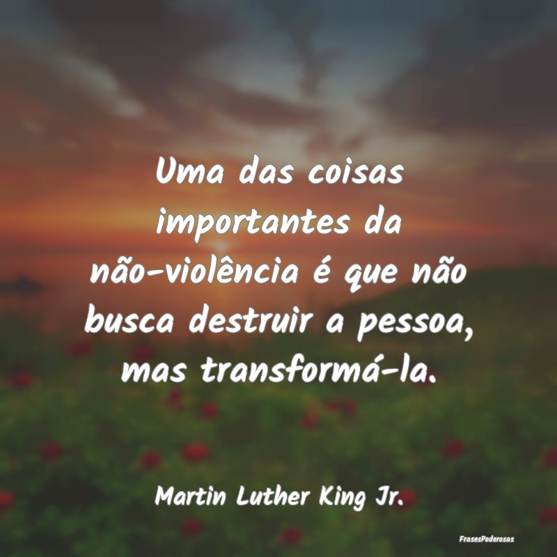 Uma das coisas importantes da não-violência é q...