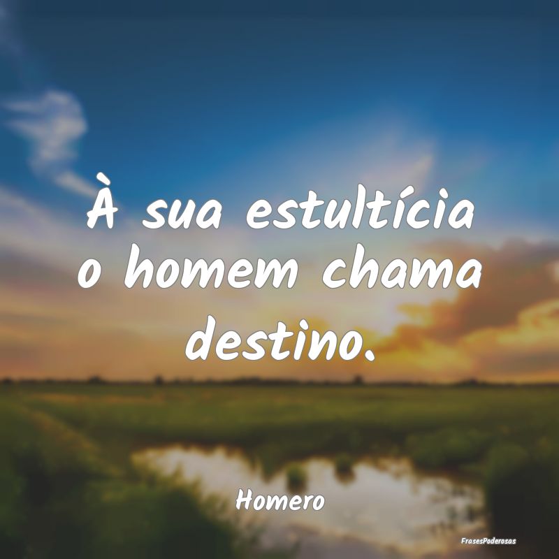 À sua estultícia o homem chama destino....