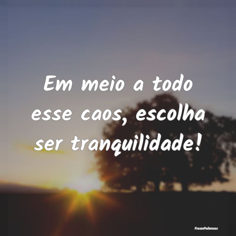 Em meio a todo esse caos, escolha ser tranquilidad...