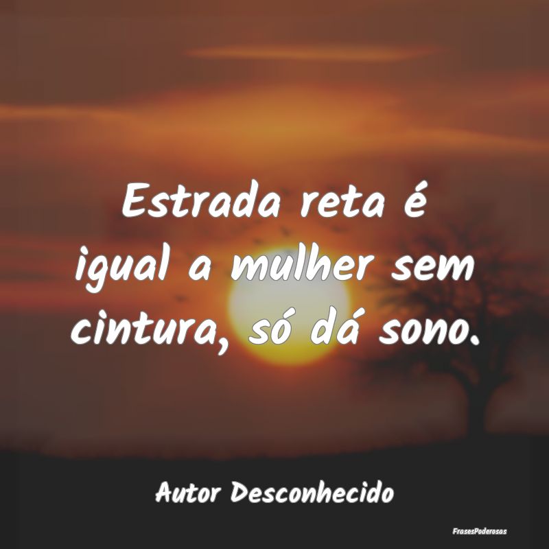 Estrada reta é igual a mulher sem cintura, só d...