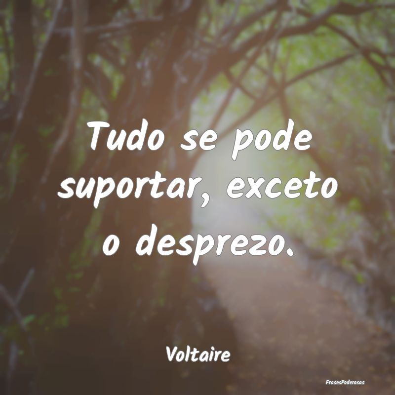 Tudo se pode suportar, exceto o desprezo....
