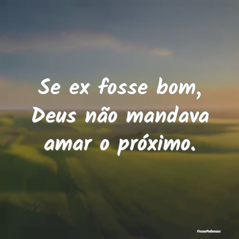 Se ex fosse bom, Deus não mandava amar o próximo...