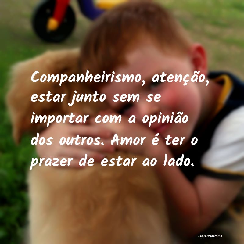 Companheirismo, atenção, estar junto sem se impo... Companheirismo, atenção, estar junto sem se impo...