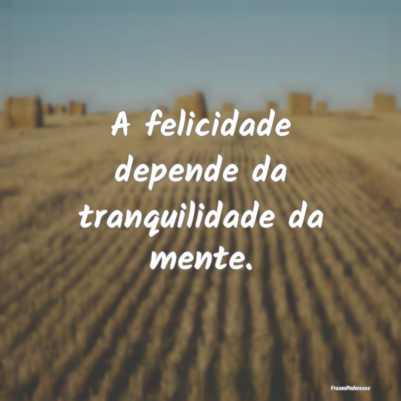 A felicidade depende da tranquilidade da mente.
...