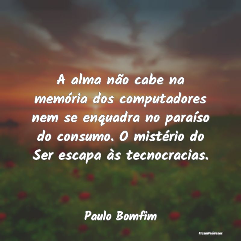 Frases Misterio - A alma não cabe na memória dos computadores nem ...