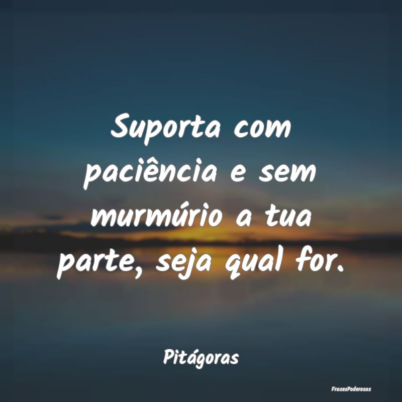 Suporta com paciência e sem murmúrio a tua parte...