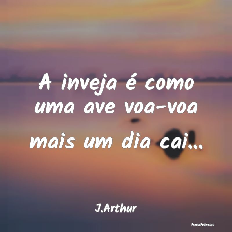 A inveja é como uma ave voa-voa mais um dia cai.....