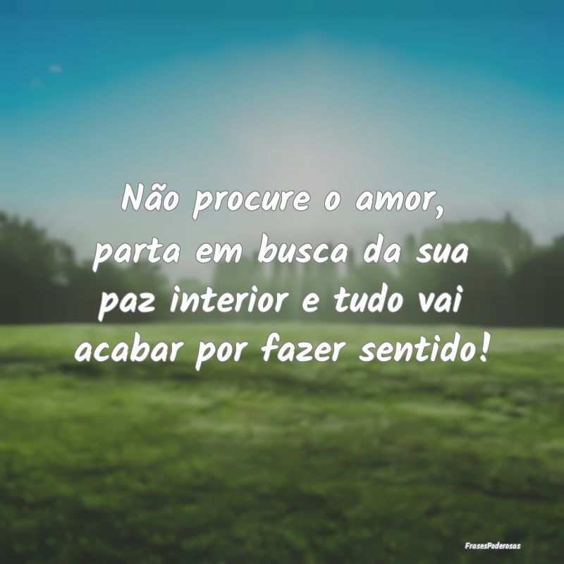 Não procure o amor, parta em busca da sua paz int... Não procure o amor, parta em busca da sua paz int...