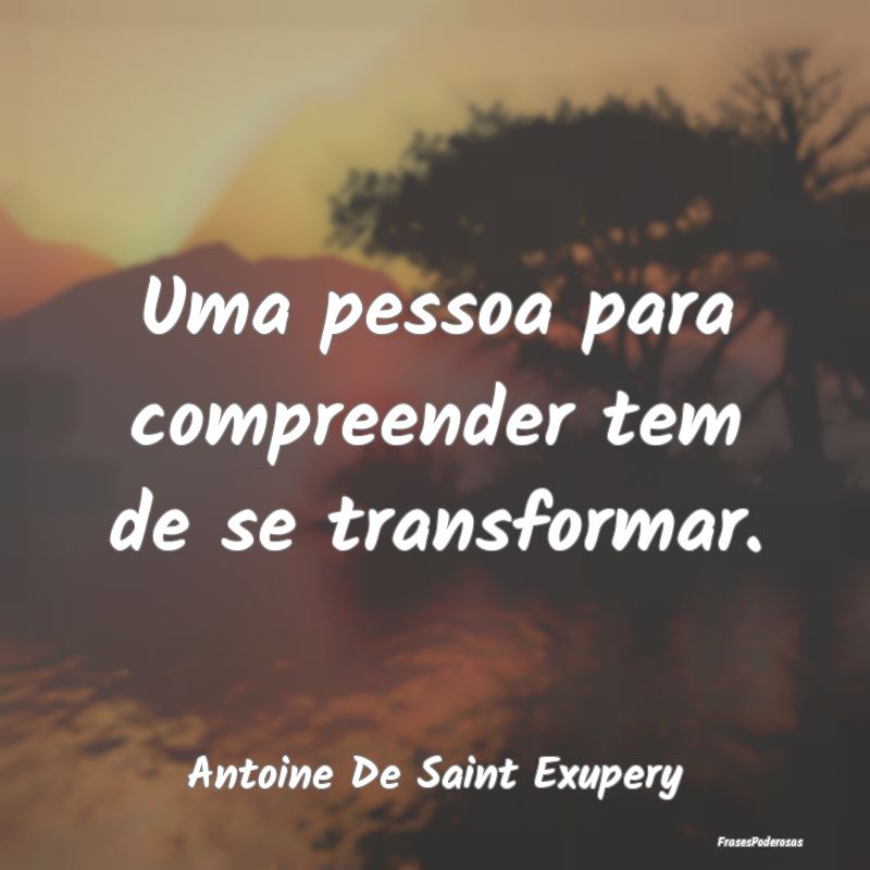 Uma pessoa para compreender tem de se transformar....